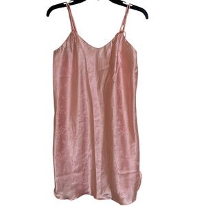 Sabrina Made Expressively For Mervyn’s Pink Floral Satin Slip Dress Sz M VTG